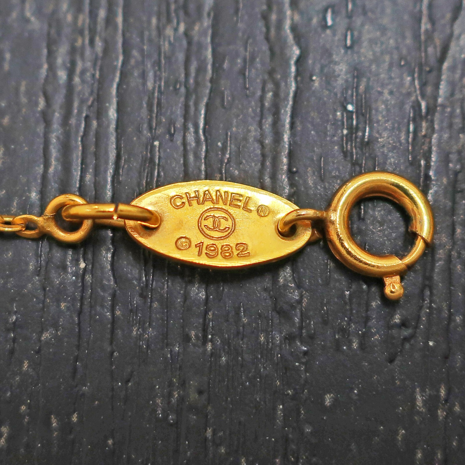 CHANEL Gold Plated CC Logos Charm Vintage Chain Necklace Pendant #588c Rise-on