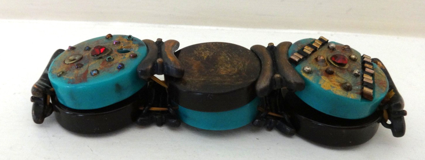 VTG ACRYLIC PLASTIC BRUTALIST STRETCHY ELASTIC BRACELET UNSIGNED CIRCLES