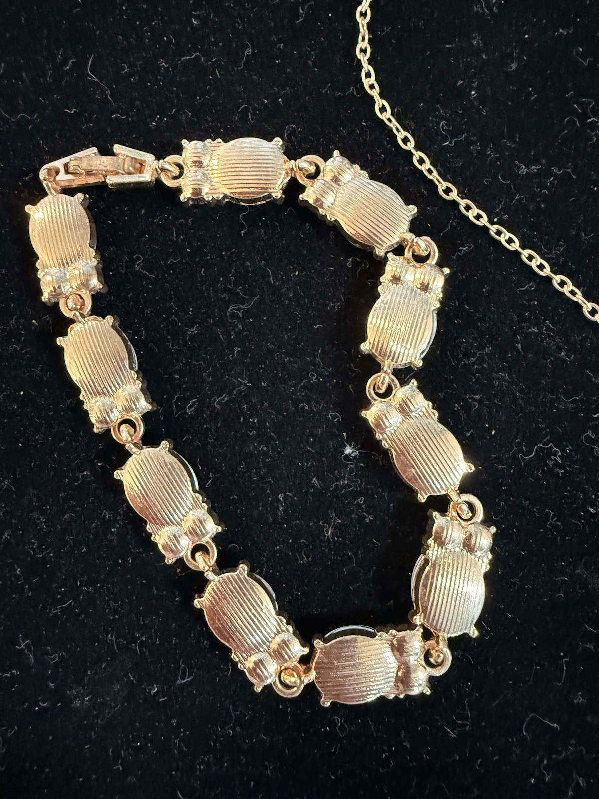 2 Pc Set Blue Gold Tone Fashion Jewelry Set Necklace Bracelet Set.