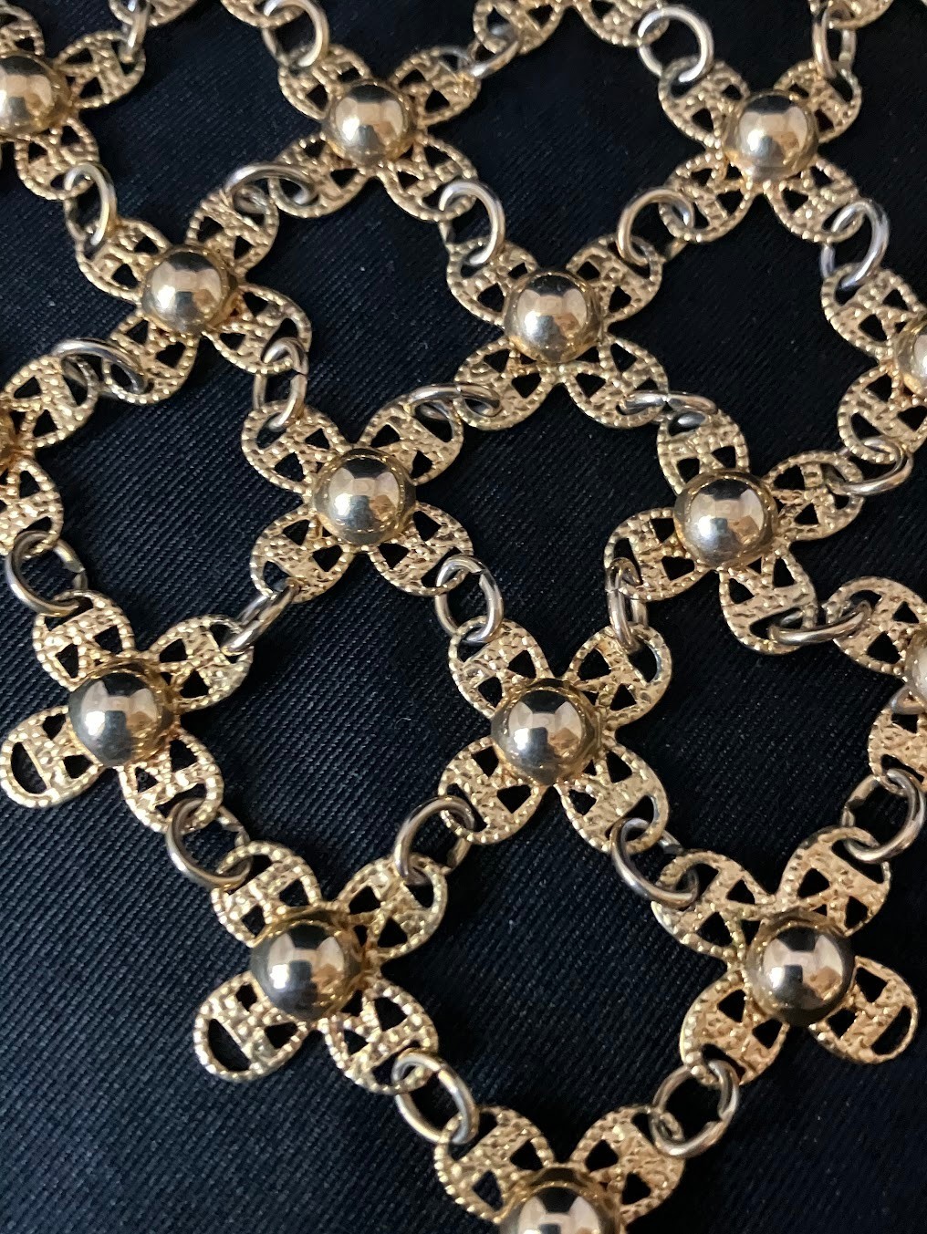 Vintage Flower Bib Necklace Ornate Adjustable Handkerchief Cascade Choker READ