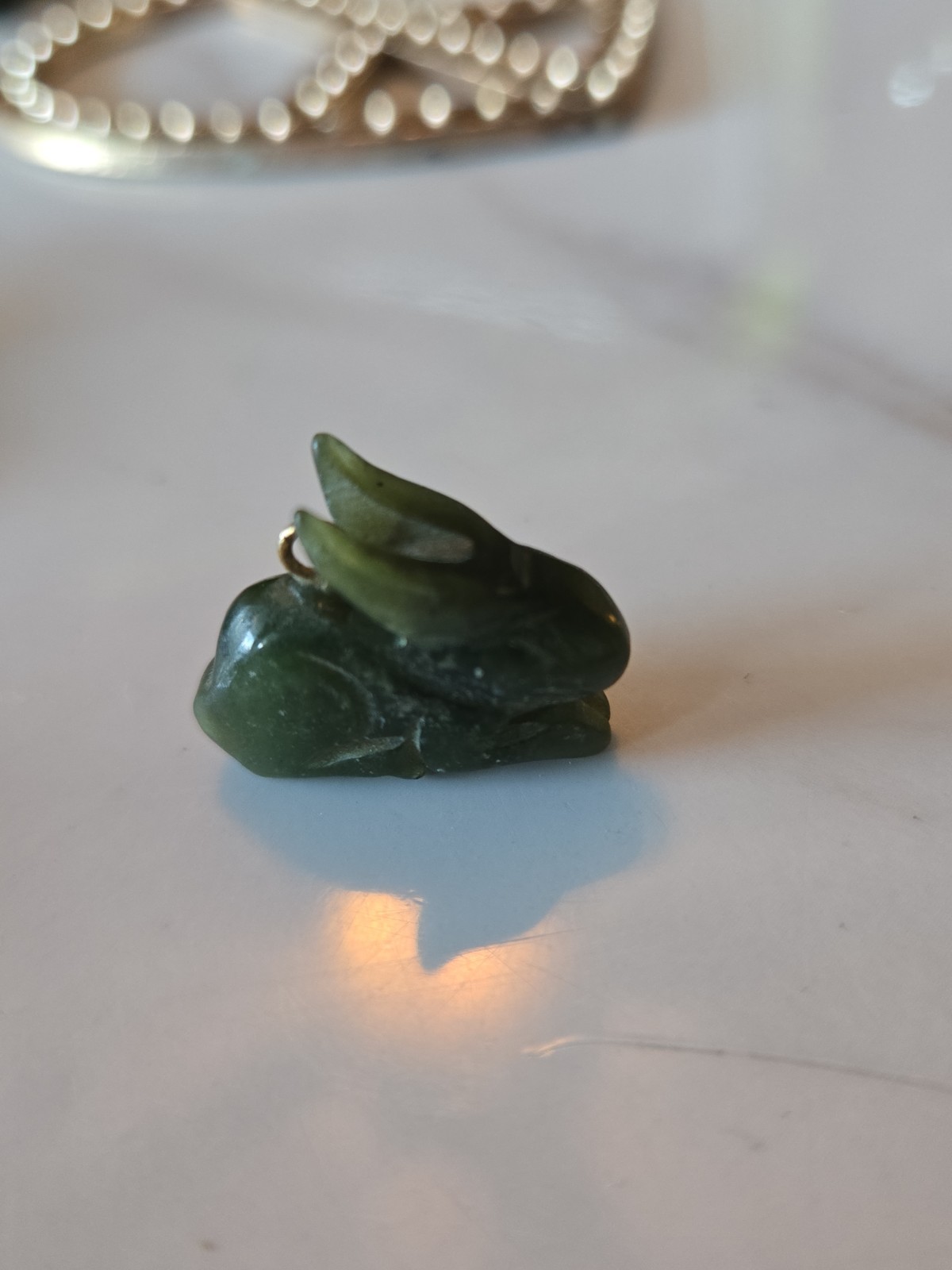 Vintage Jade Jadeite Rabbit Charm or Pendant.
