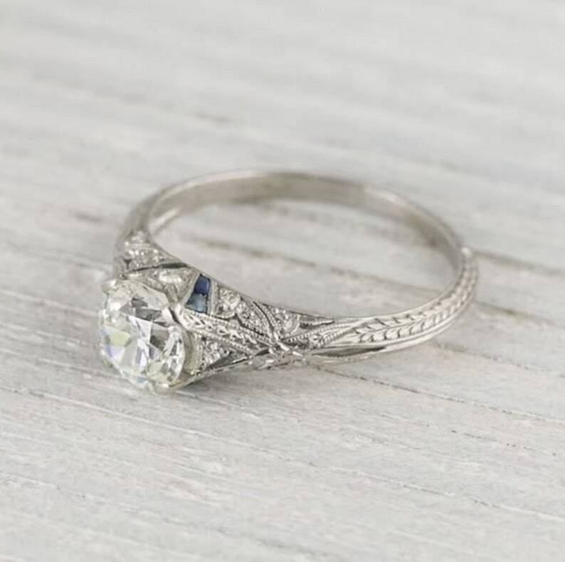 Vintage 1930s Edwardian 2.45 Ct Round CZ Art Deco Engagement Iconic Retro Ring