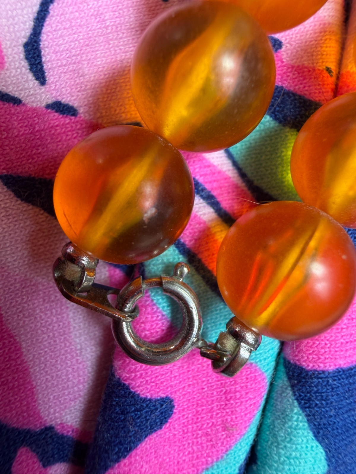Vintage Necklace Plastic Orange Fish Seashell Beach Nautical 24 inches