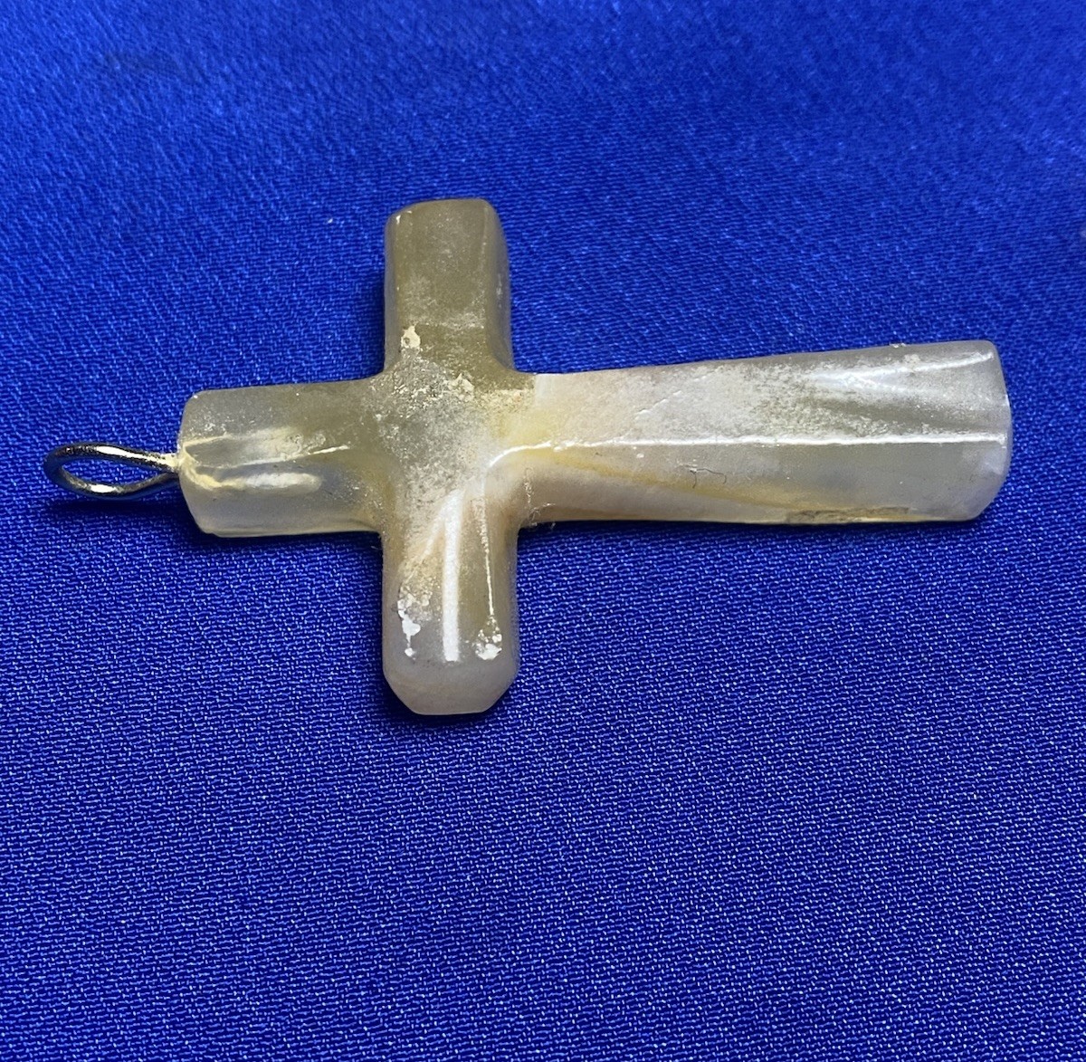 VINTAGE Cross Pendant –Shell/Mother-of-Pearl– 1.75”– Buyer to Confirm Material