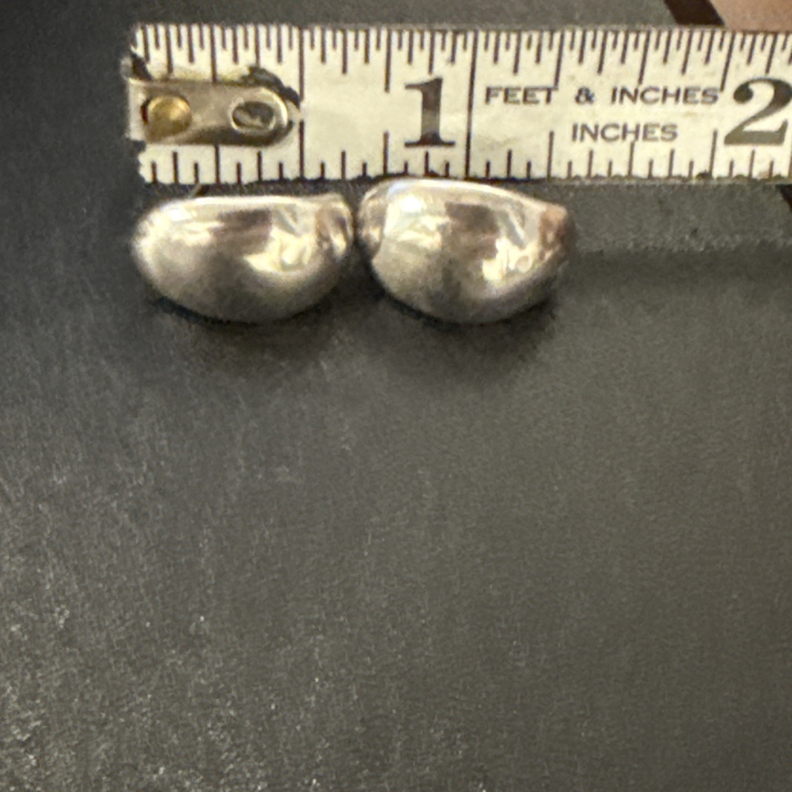 Vintage Silver Modernist Triangle Cuff Abstract Stud Earrings
