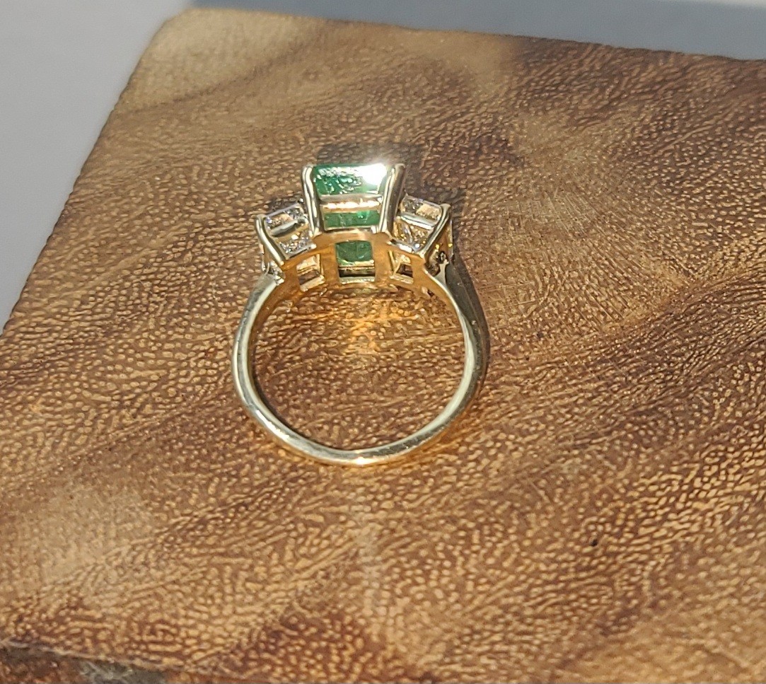 Vintage 14k Yellow Gold Engagement Ring3.02ct.Natural Colombian Emerald GIA Cert