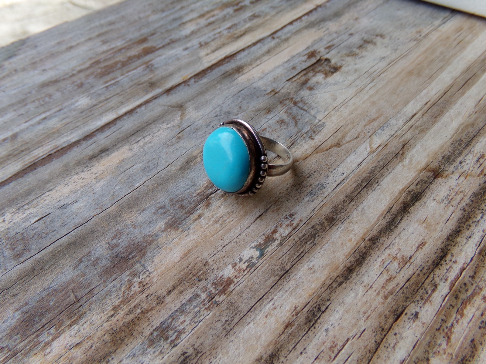 Lovely Native American Sterling Silver Turquoise Ring size 7.25