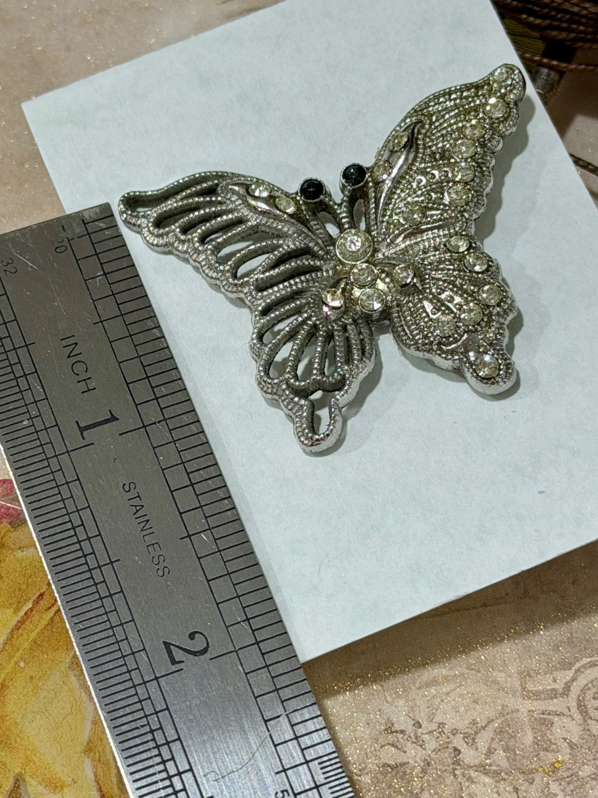 Butterfly Tact Pin, Silver-tone Filigree-style Gift for Her, Mom, Spring