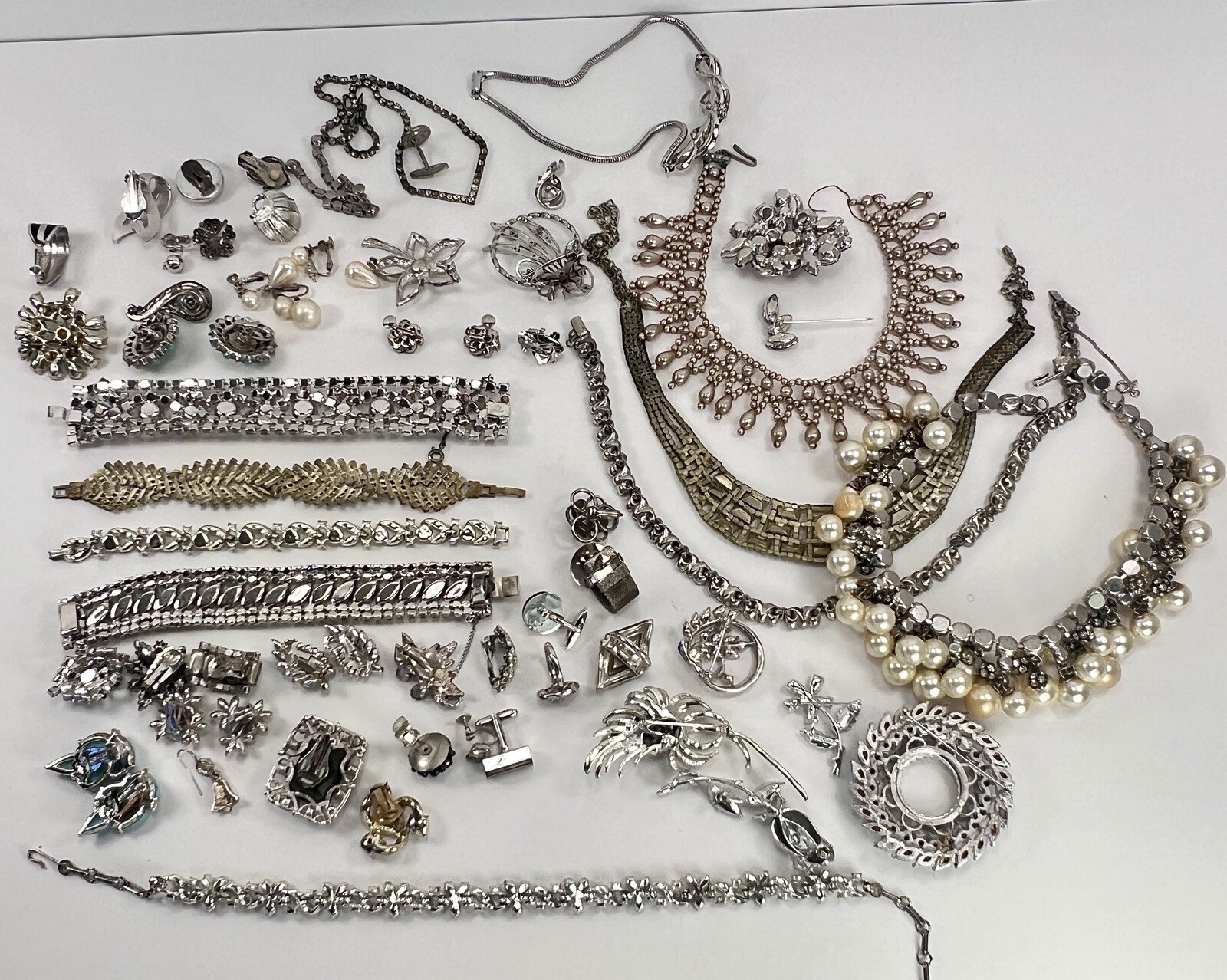 Vintage Kramer Bogoff Lisner + Rhinestone Jewelry Repair Parts Craft Lot #1