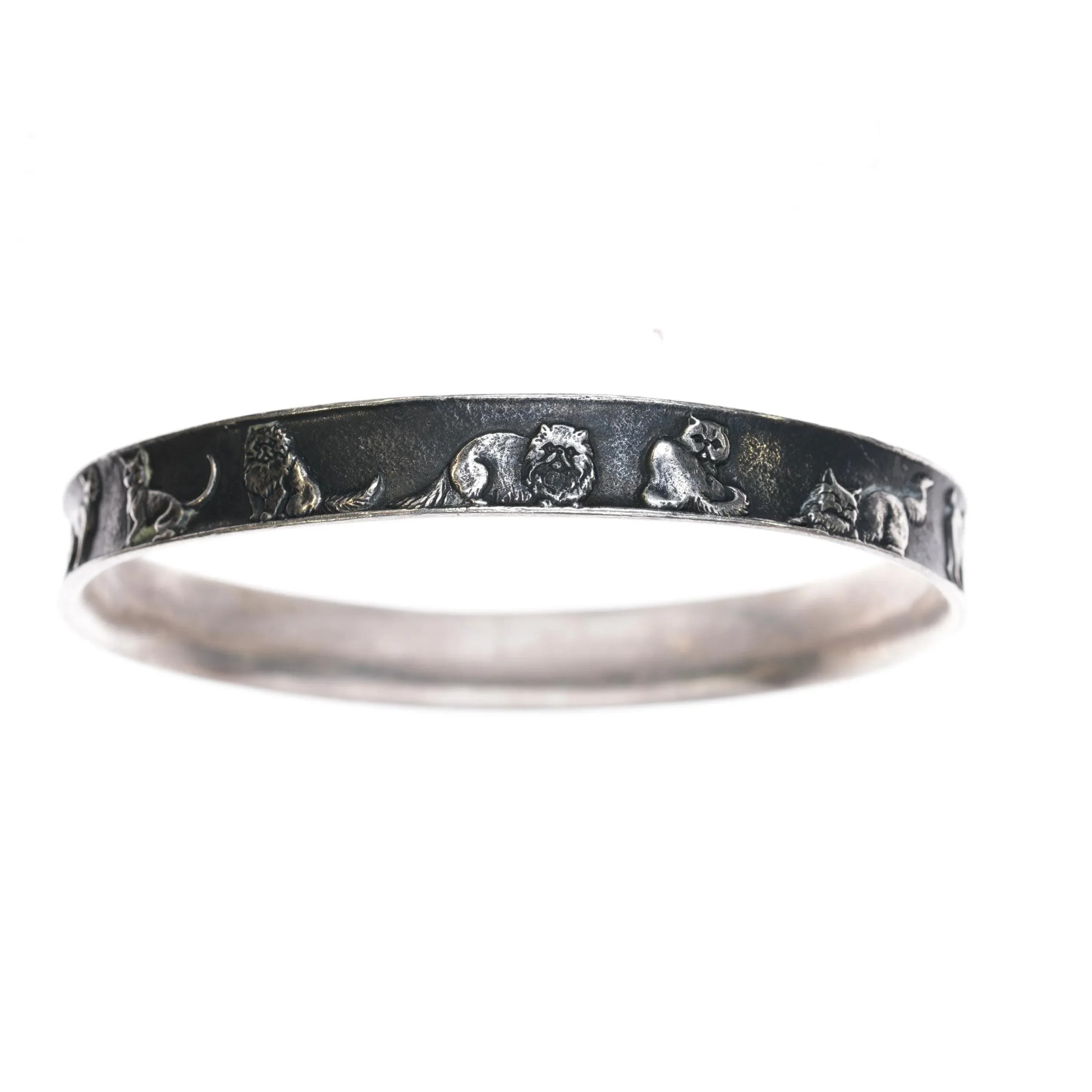 8″ Retired James Avery Sterling Exotic Cats bangle bracelet