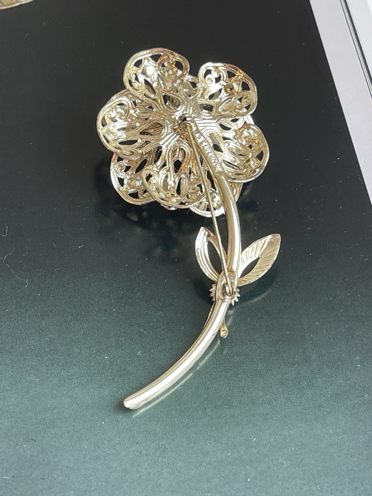 Vintage Signed Sarah Coventry Fashion Flower Book Piece 1961 Brooch