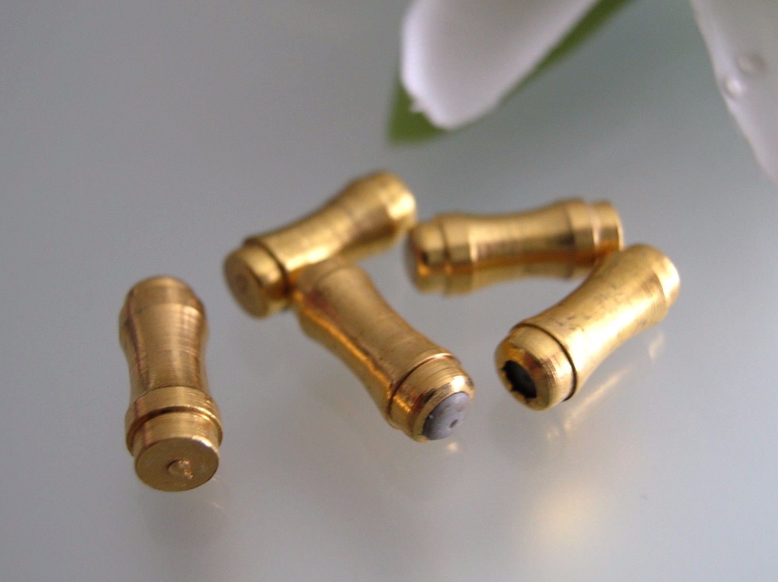 Vintage stick pins gold plated end cap holders
