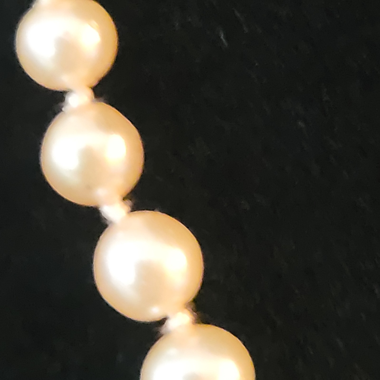 Vintage Faux Pearl Necklace Graduated Knotted Cream Pearl Choker 14″