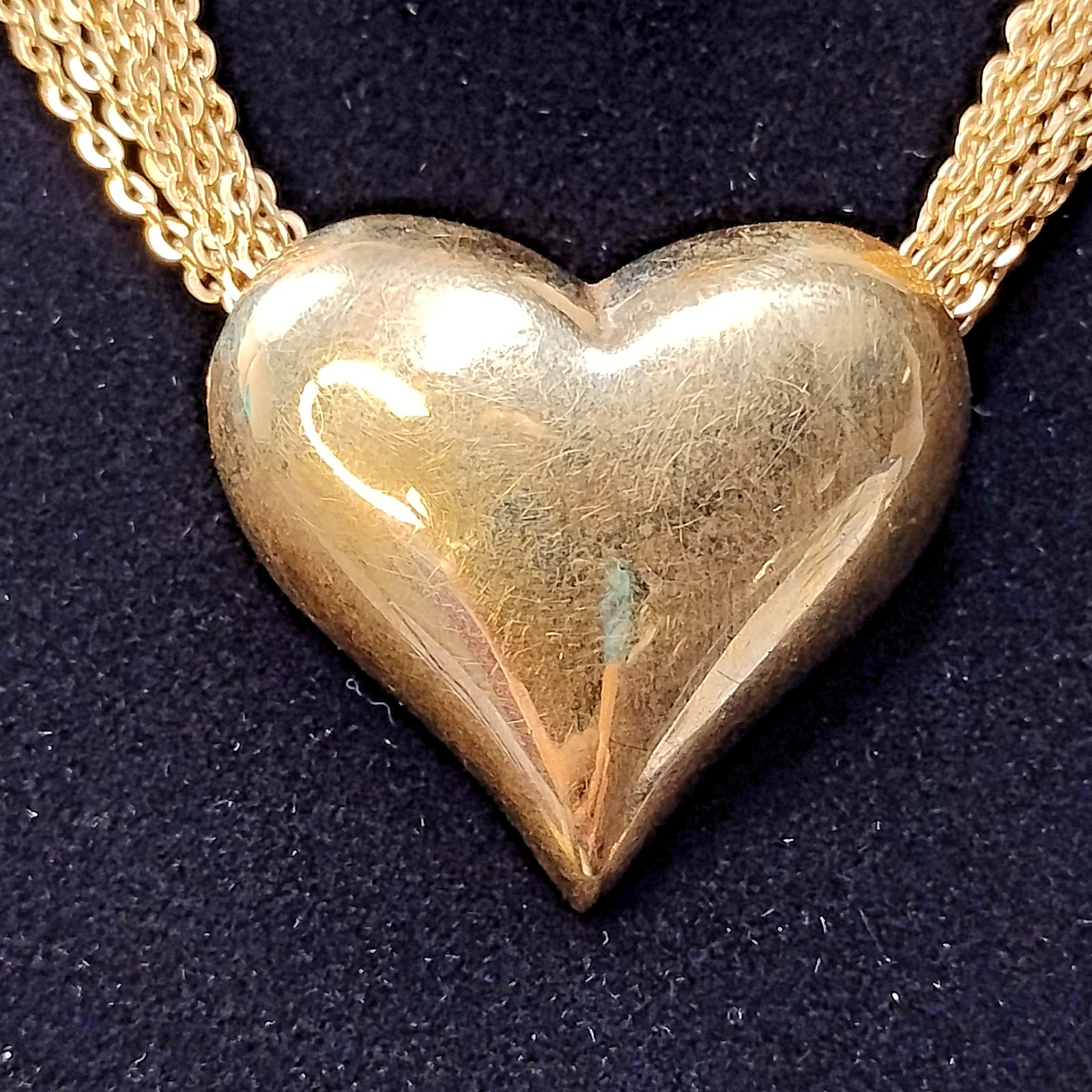 Heart Shape Pendant Necklace Multiple Chain Adjustable Brass Style Metal