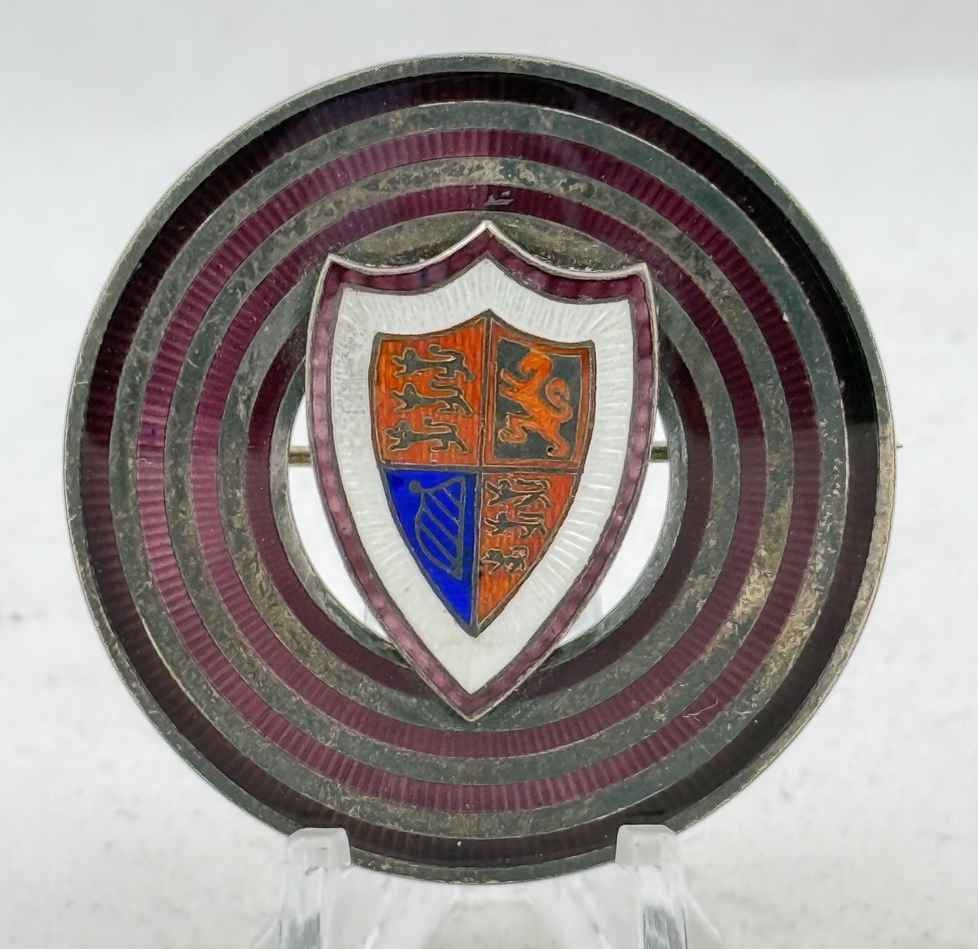 Vintage Unique Sterling Silver Enamel Great Britain Coat of Arms Brooch 23 Grams