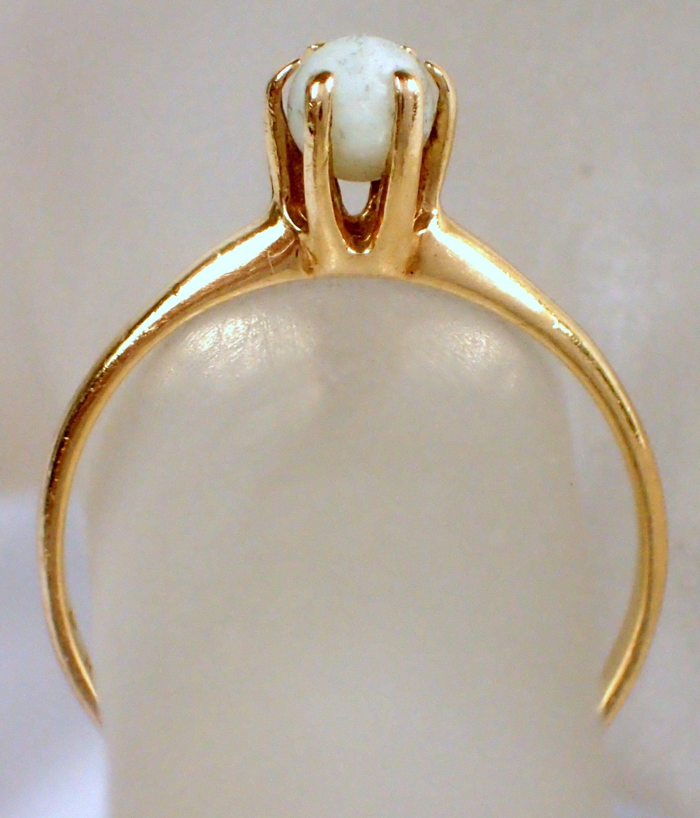 Antique Victorian 1.1g SOLID 10k Yellow Gold Prong Set White Stone Ring Sz 5.5