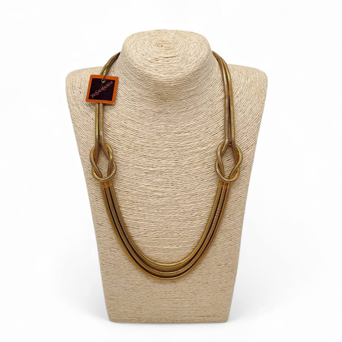 Rare Yves Saint Laurent YSL Gold Tone Snake Chain Necklace 1970s