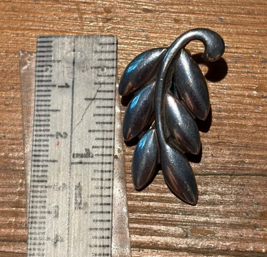Vintage Mid-Century Danecraft Leaves Fronds Sterling Silver Earrings Signed