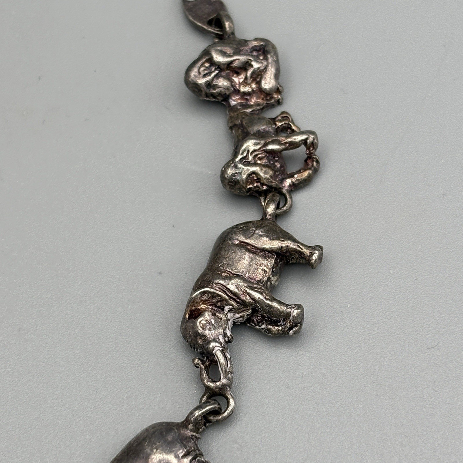 Vintage Sterling Silver African Animal Link Bracelet 8″ Dimensional 22.04g 925