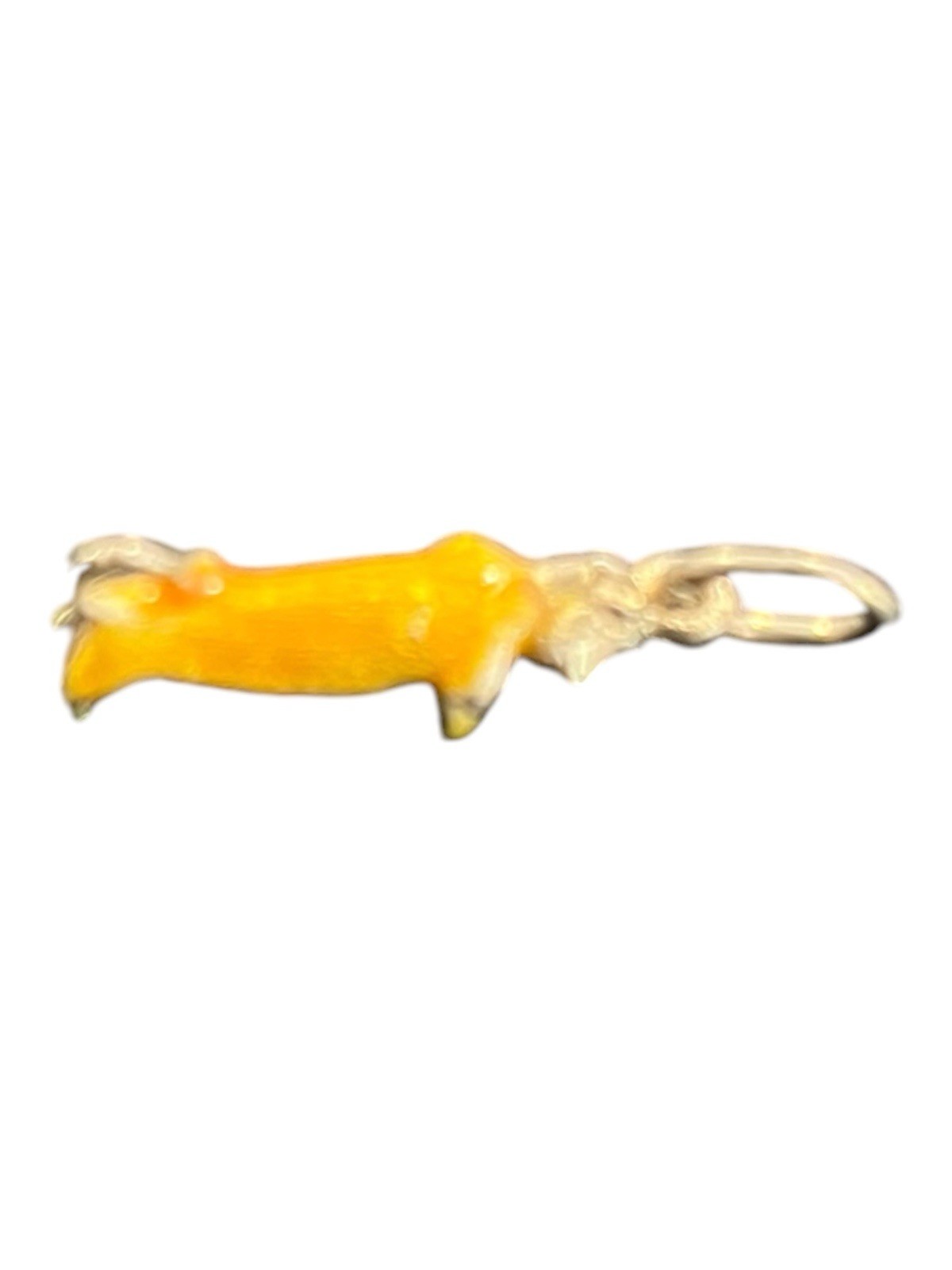 Dachshund Wiener Sausage Dog Sterling Silver Charm Orange Enamel Pendant Italy