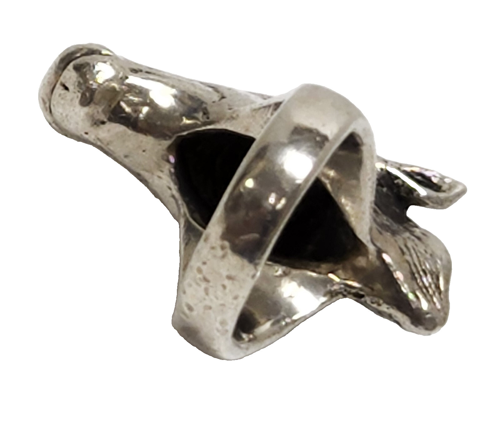 Large Vintage Sterling Silver HORSE HEAD Ring Ruby Eyes Small Size 3 3/4 ~ 30 g