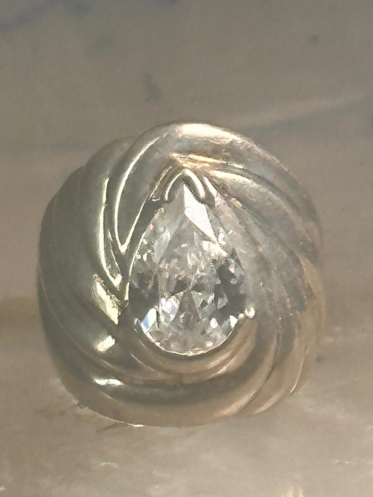 Vintage cz ring cigar band cocktail pinky size 4.75 Sterling silver women