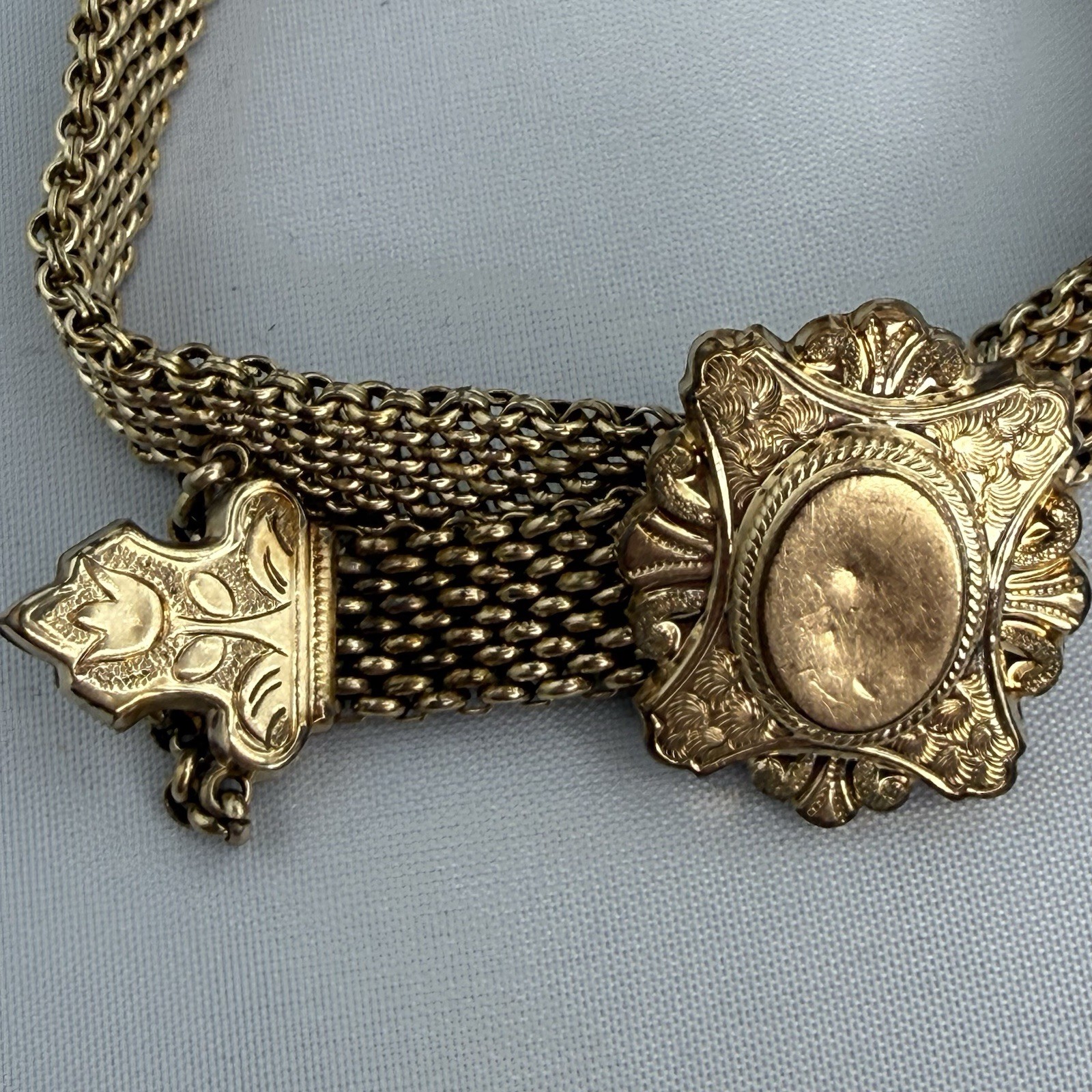 Antique Gold Filled or Rolled Gold Victorian Mesh Slide Wedding Bracelet
