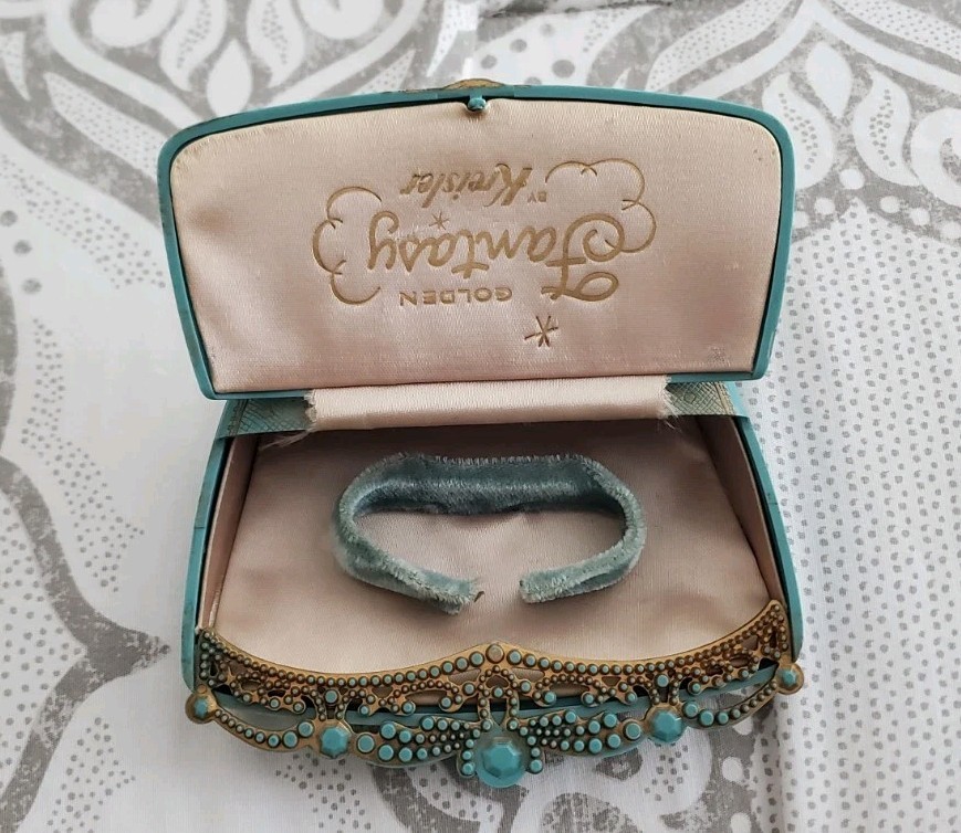 Scarce Vintage Kreisler “Golden Fantasy” Turquoise Ornate Jewelry Box