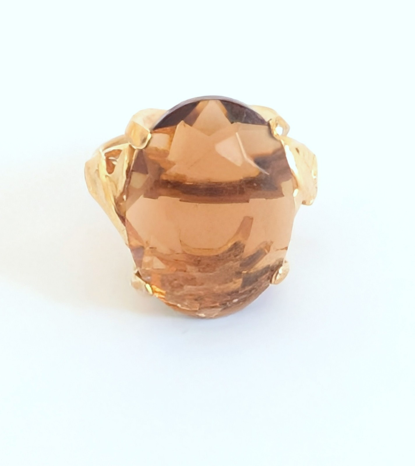 Beautiful Vintage Signed Sarah Coventry Gold Tone Amber Ring Sz 5.5