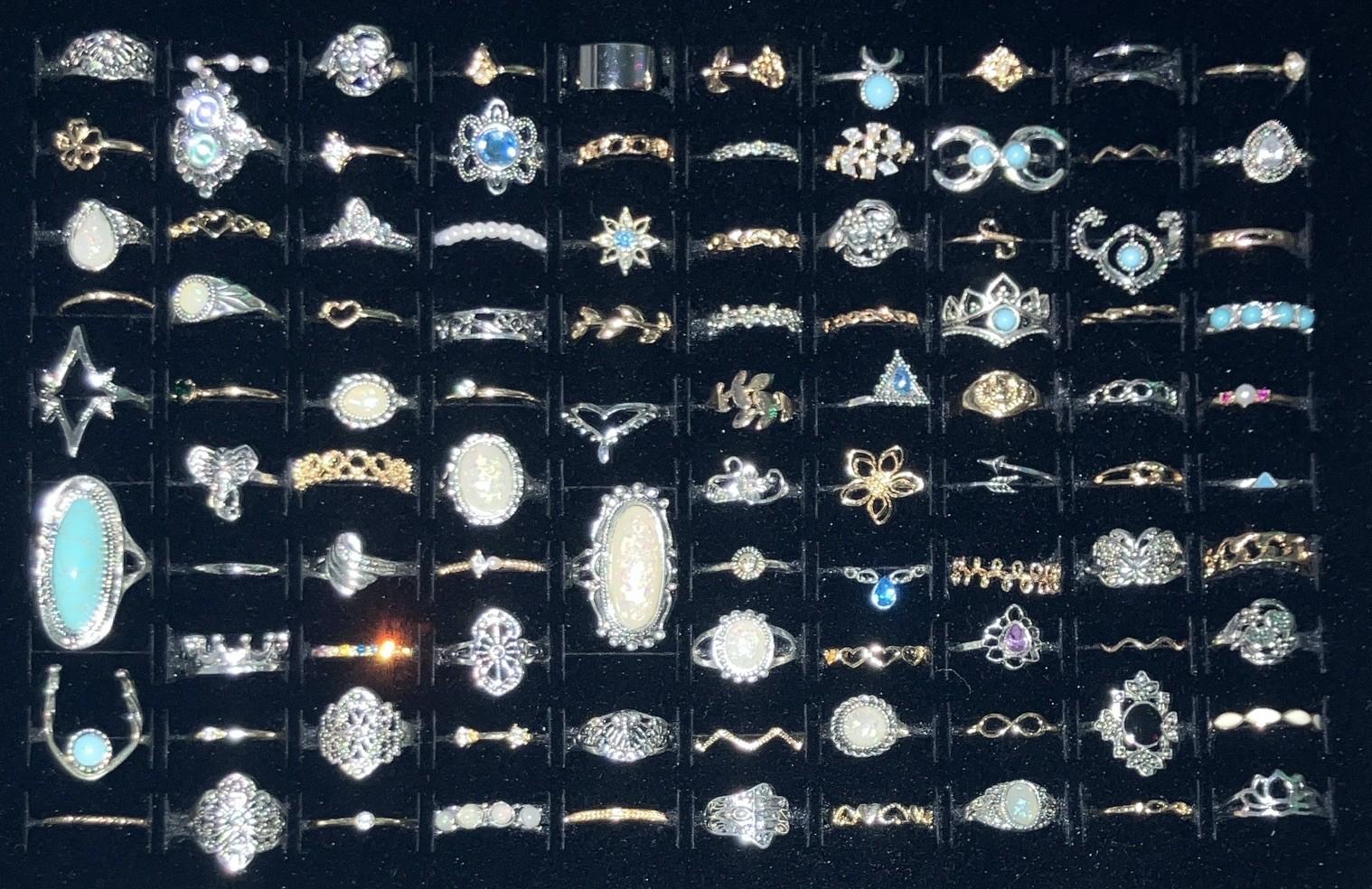 New Wholesale 50 Fashion Rings w/ Mixed Metals, mixed sizes with various stones!