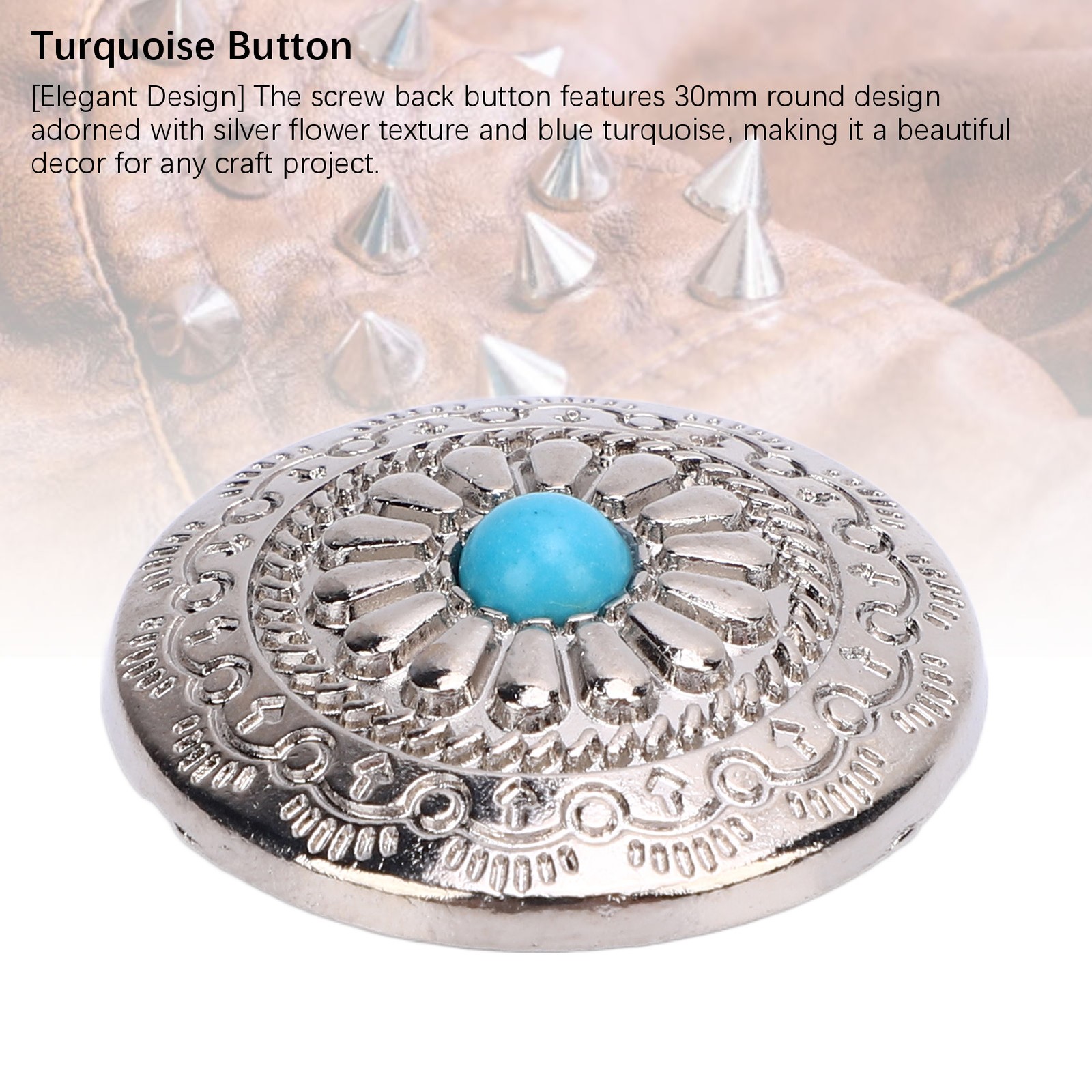 Blue Turquoise Screw Buttons Elegant Design For Leather Crafts Easy To Use