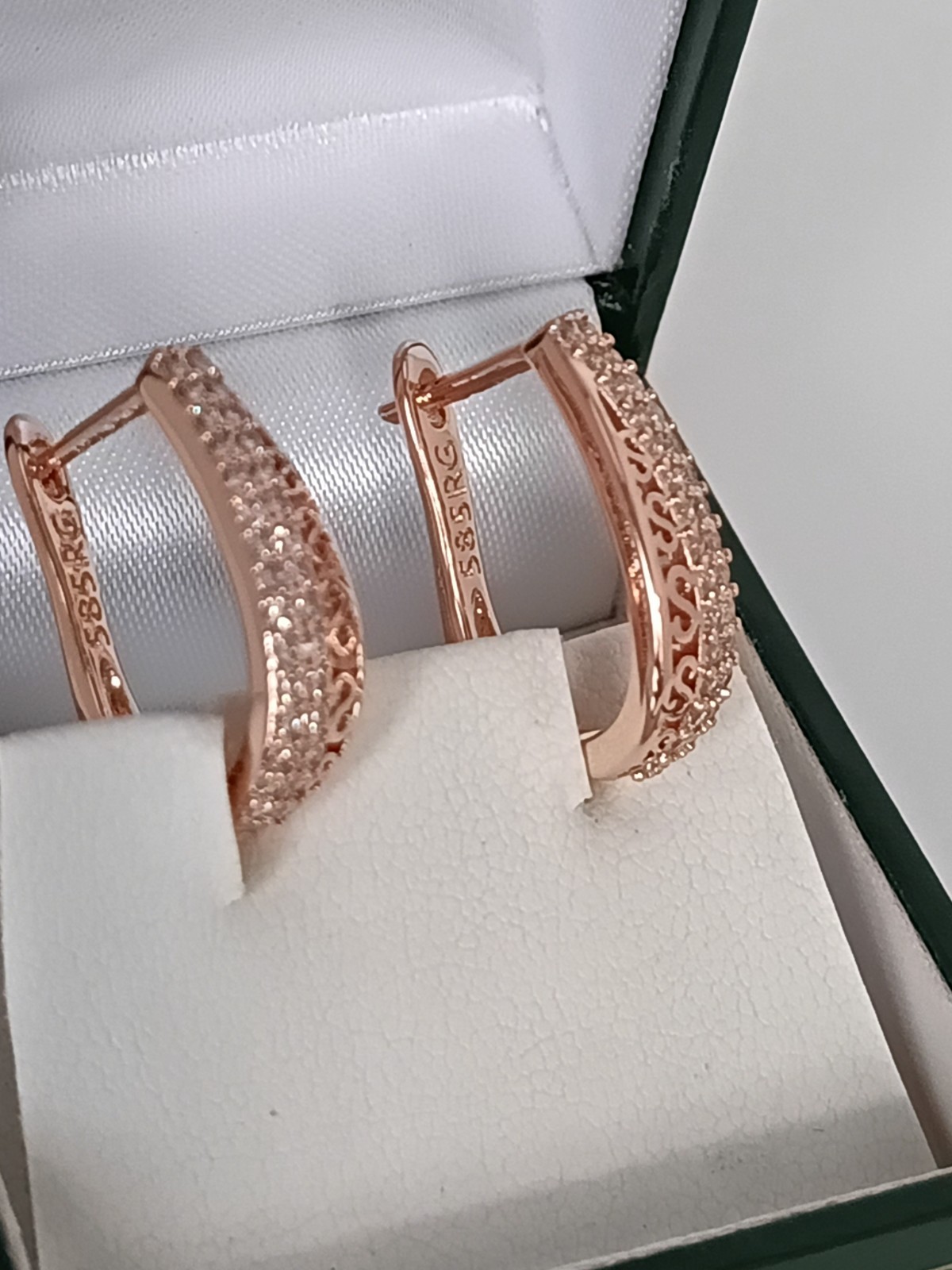 Vintage 1990-s 14 Ct Rolled Gold Zircons Earrings-Hallmarked 585 RG