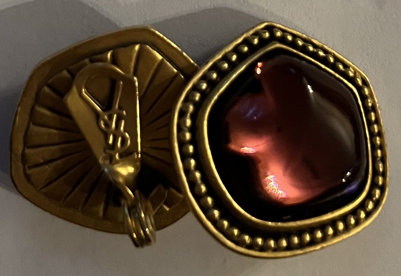 Vintage Yves Saint Laurent Metal & Resin Clip-On Earrings YSL Designer Authentic