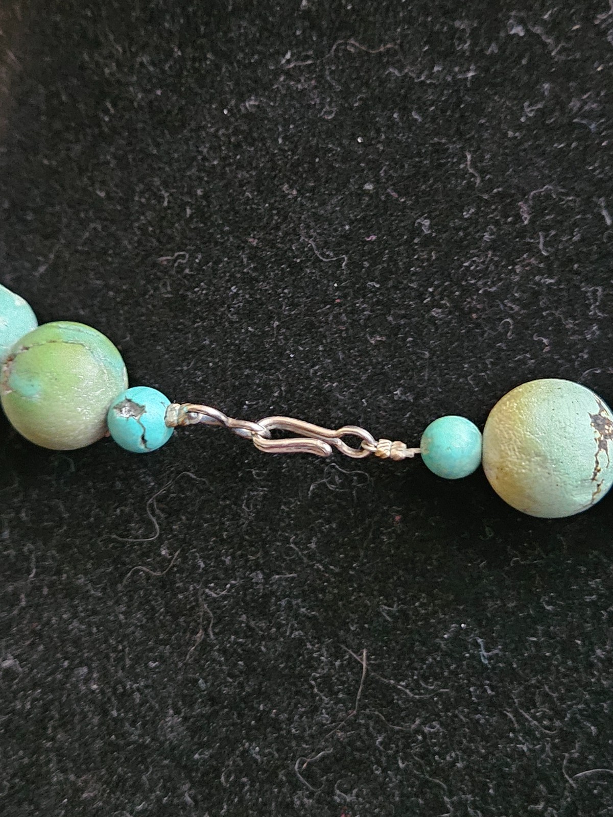 Vintage Tibetan Style Turquoise Necklace with Silver & Carved Bovine Bone Beads
