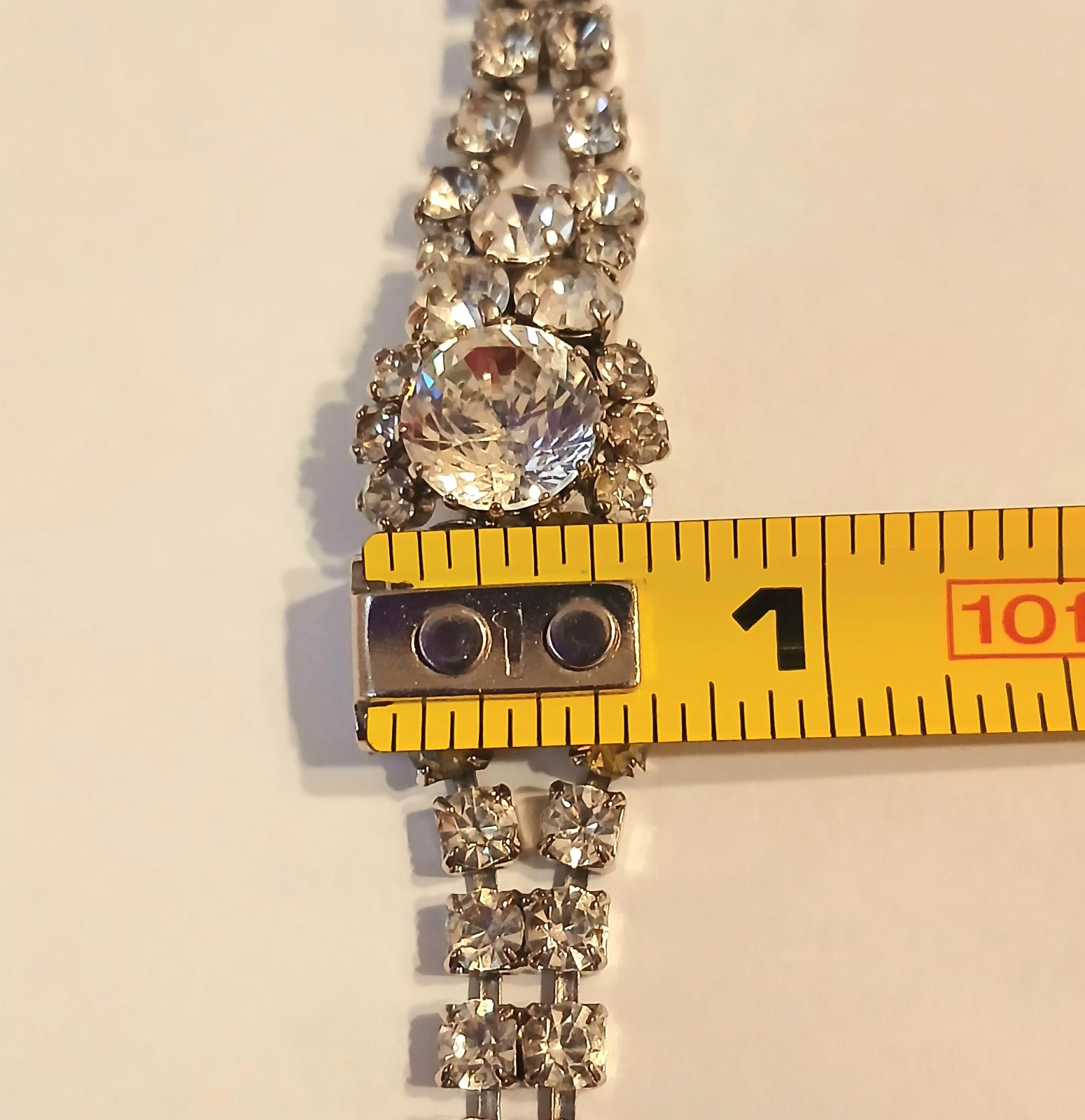 Vintage Austria 2-Layer Crystal Bracelet Bright Clear Crystals Signed Austria 7″