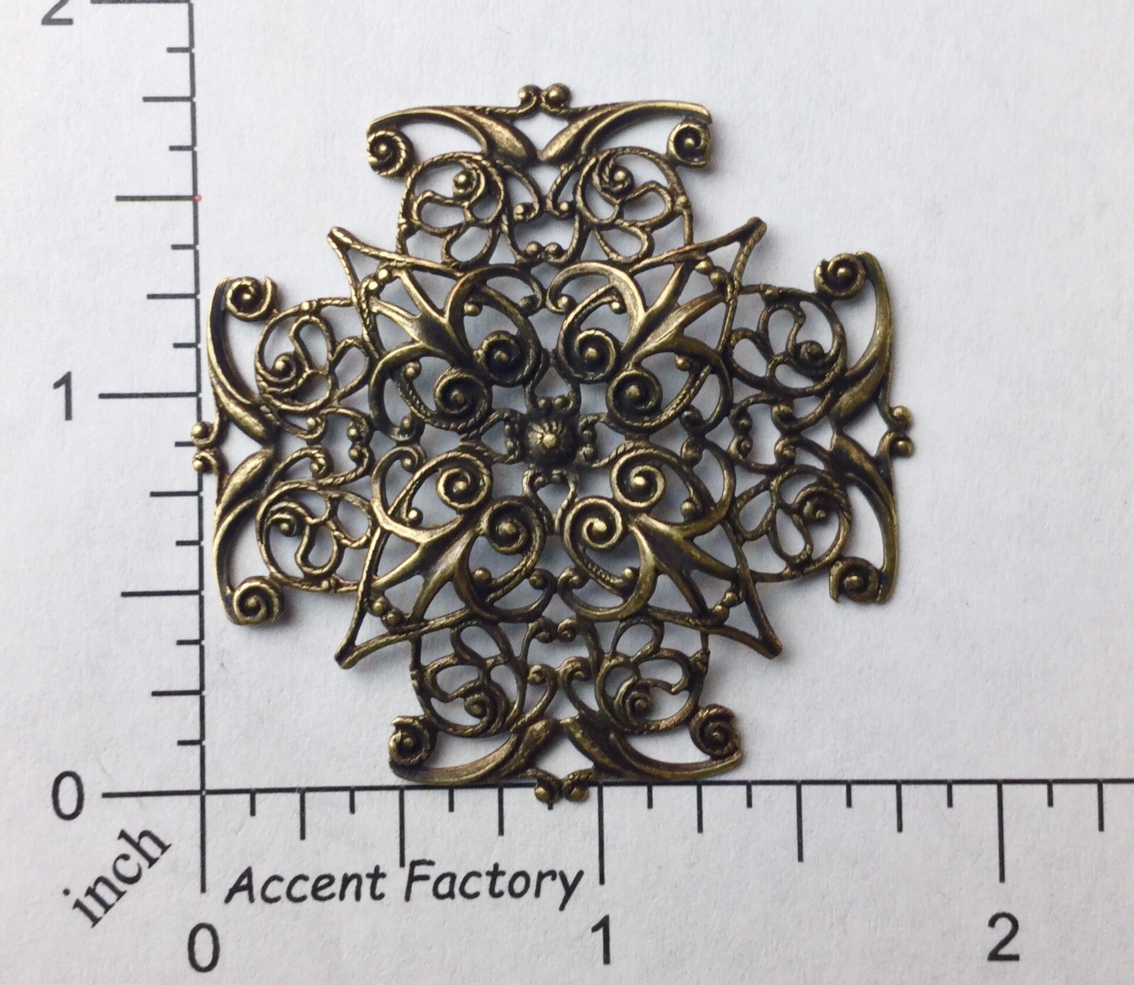 24833 Brass Oxidized Victorian Filigree Jewelry Finding