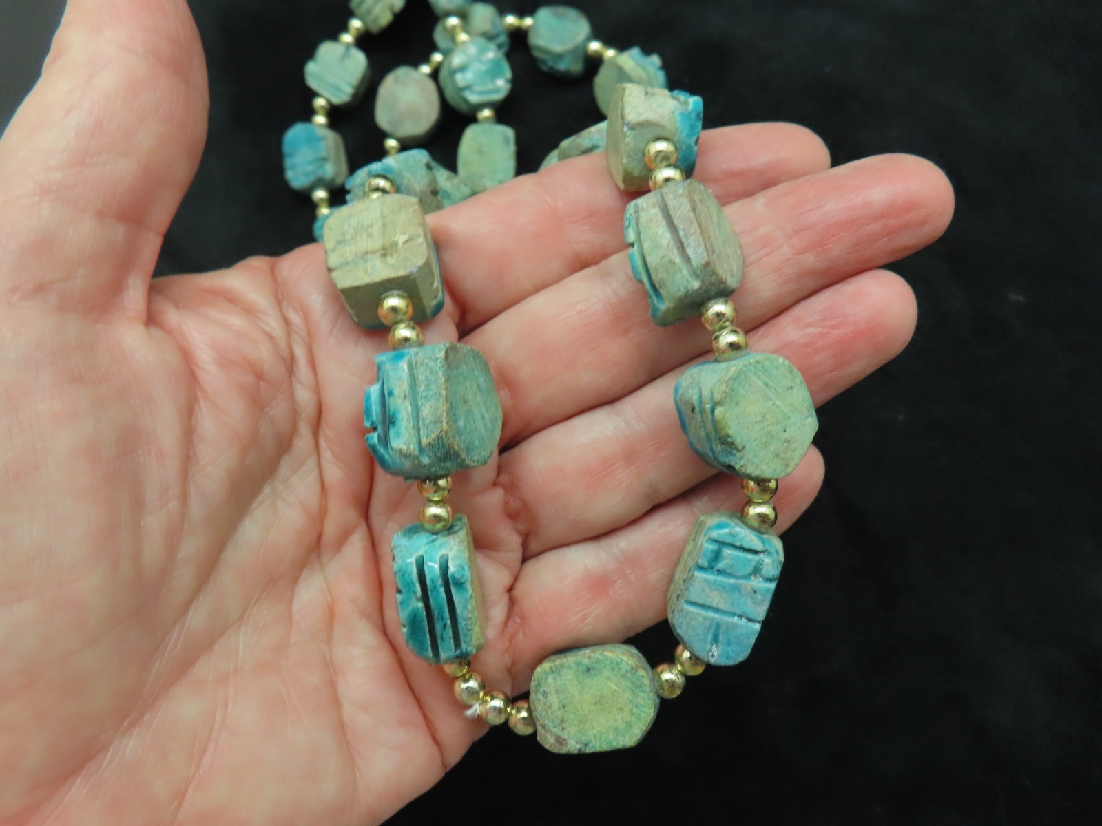 Authentic Teal Scarab Ceramic Beetle Ceramic Necklace