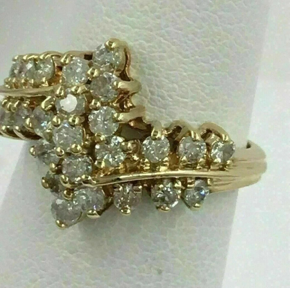 2.1Ct Art Deco Lab Created Diamond Cluster Wedding 14K Yellow Gold Finish Ring
