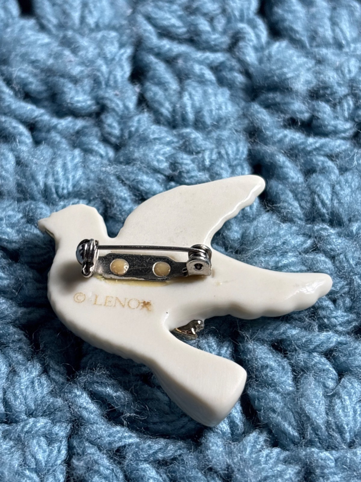 Vintage Lenox Porcelain Flying Dove Brooch Pin 1 5/8 inches