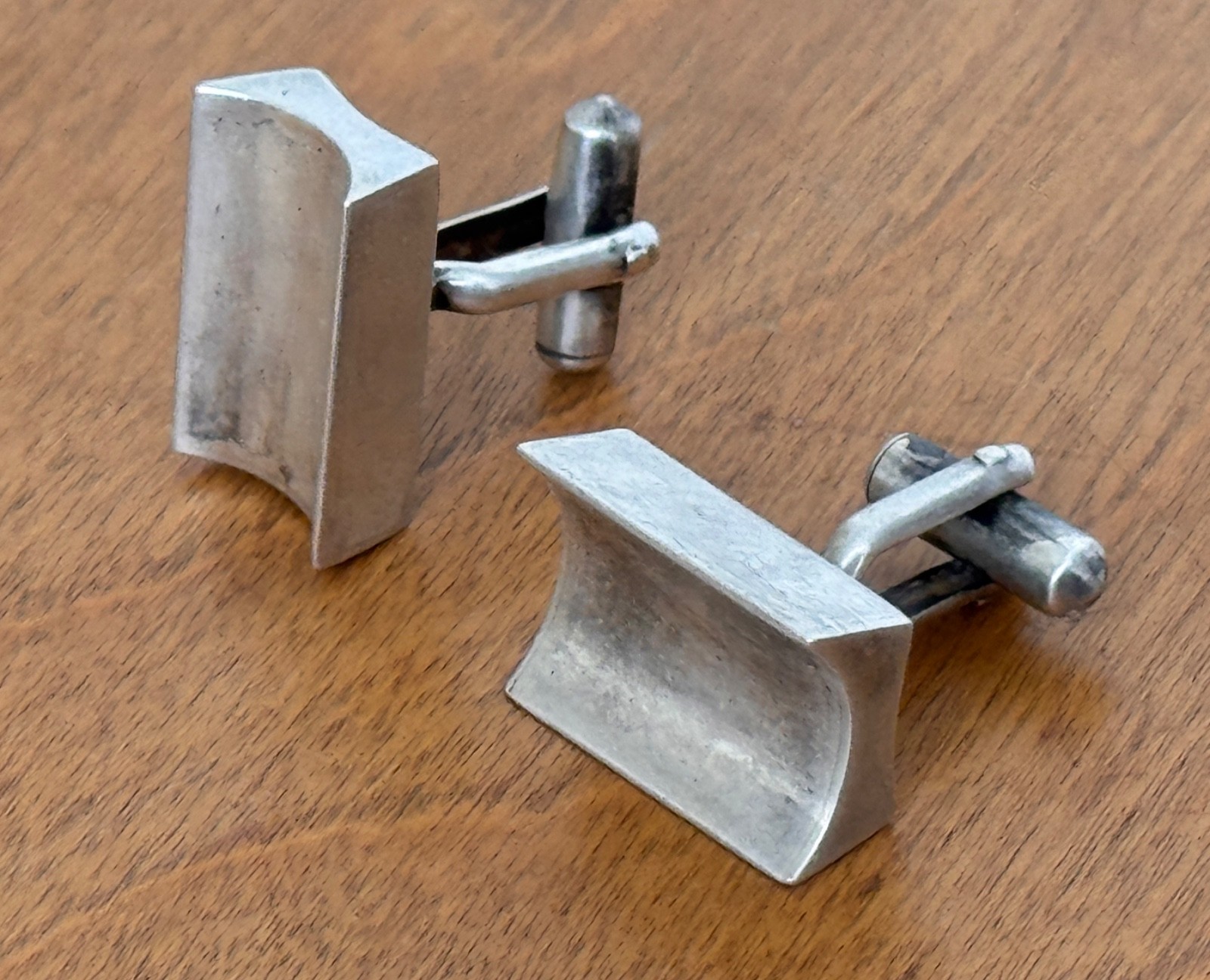 Antonio Pineda Taxco Mexican Modernist Sterling Silver 925 cufflinks Vtg Rare