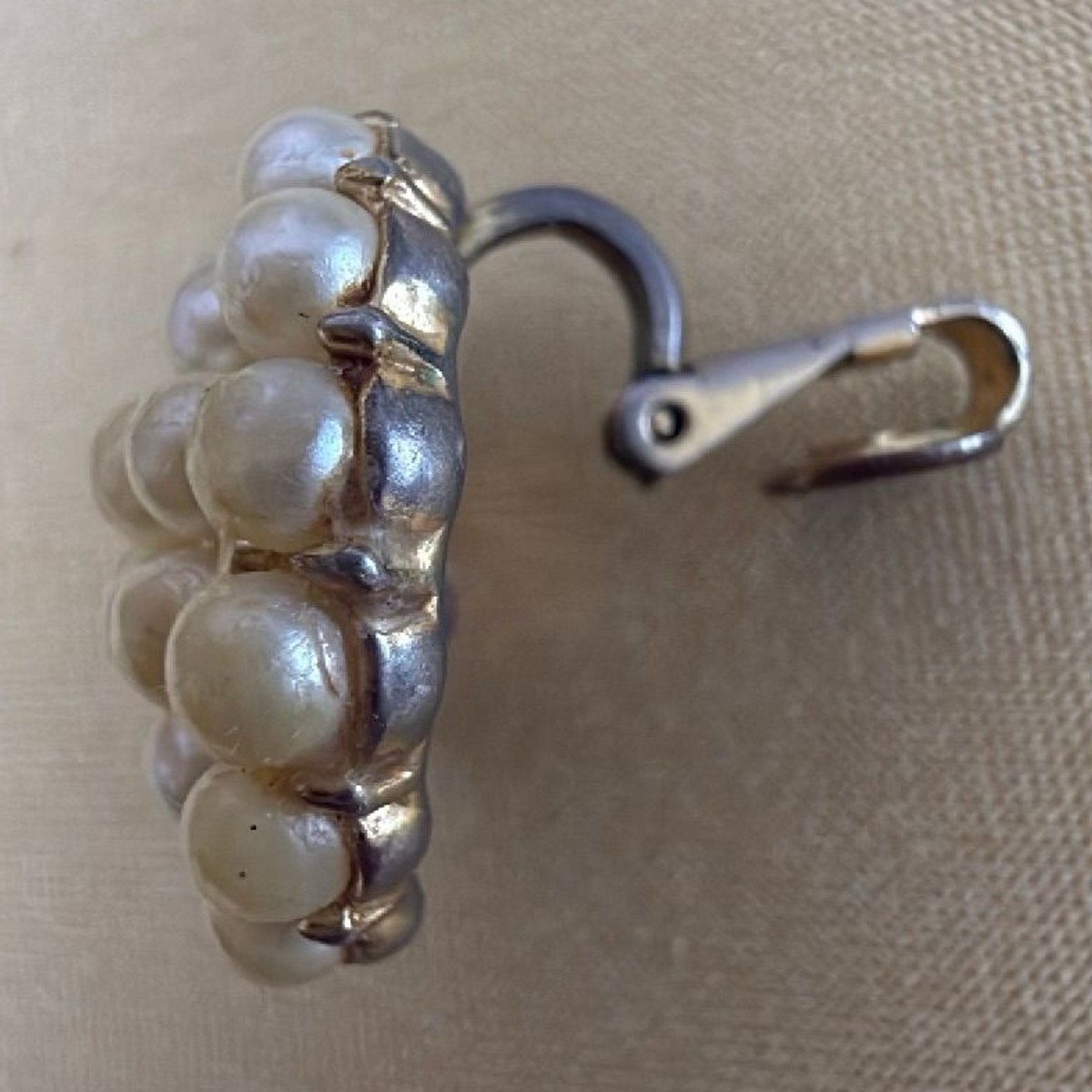 Trifari Vintage Faux Pearl Cluster Clip-on Earrings