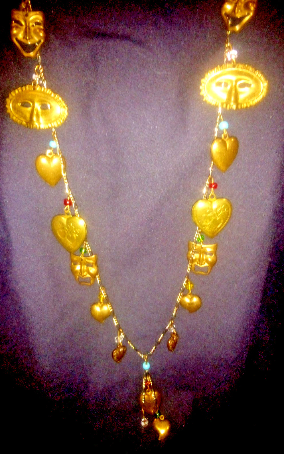 Vintage PIDDiDLY LINKS CHARM Necklace Theater Drama REAL HEART LOCKETS Kingston