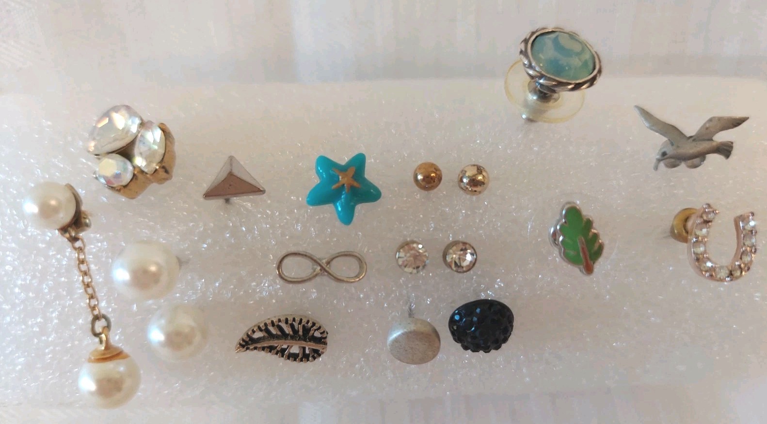 Lot of 26 Pierced Mostly Small Stud Single Earrings Mixed Metals & Styles Dangle
