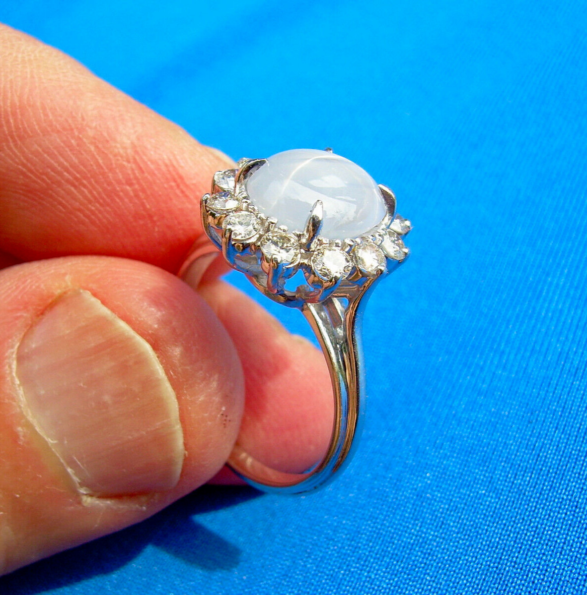 Original EARTH MINED STAR SAPPHIRE DIAMOND Deco Engagement Ring Diana Solitaire