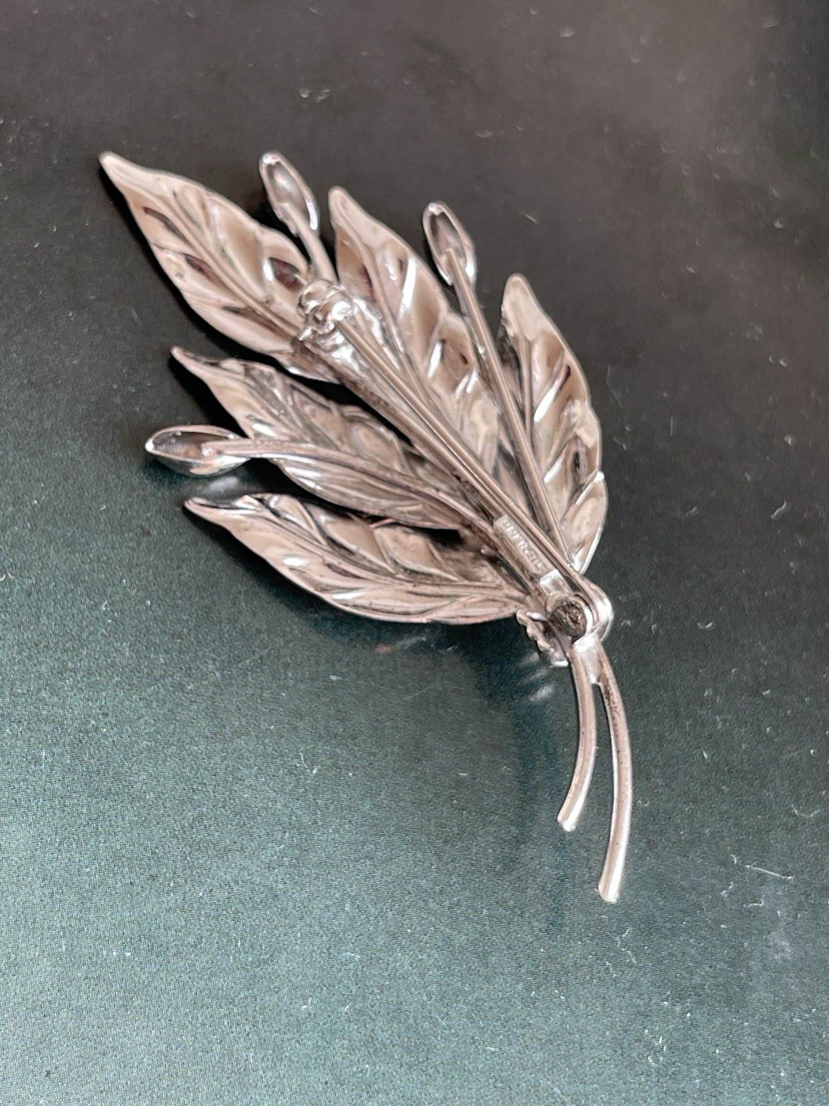 Vintage Carl-Art Sterling Silver Leaf Brooch Signed Floral