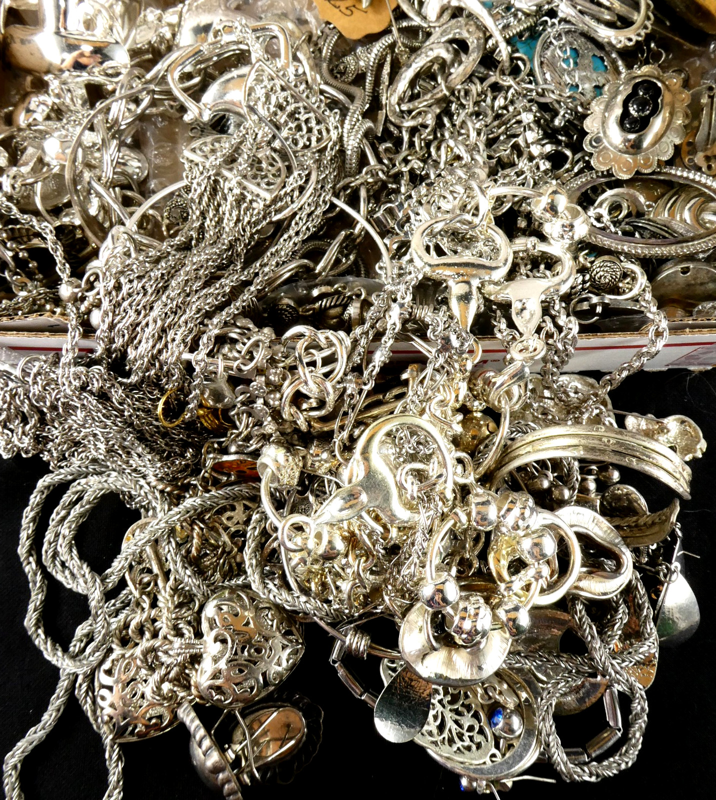 Vintage To Now ALL SILVER TONE Craft/Junk Jewelry Lot 3.1 B Redesign DIY Create