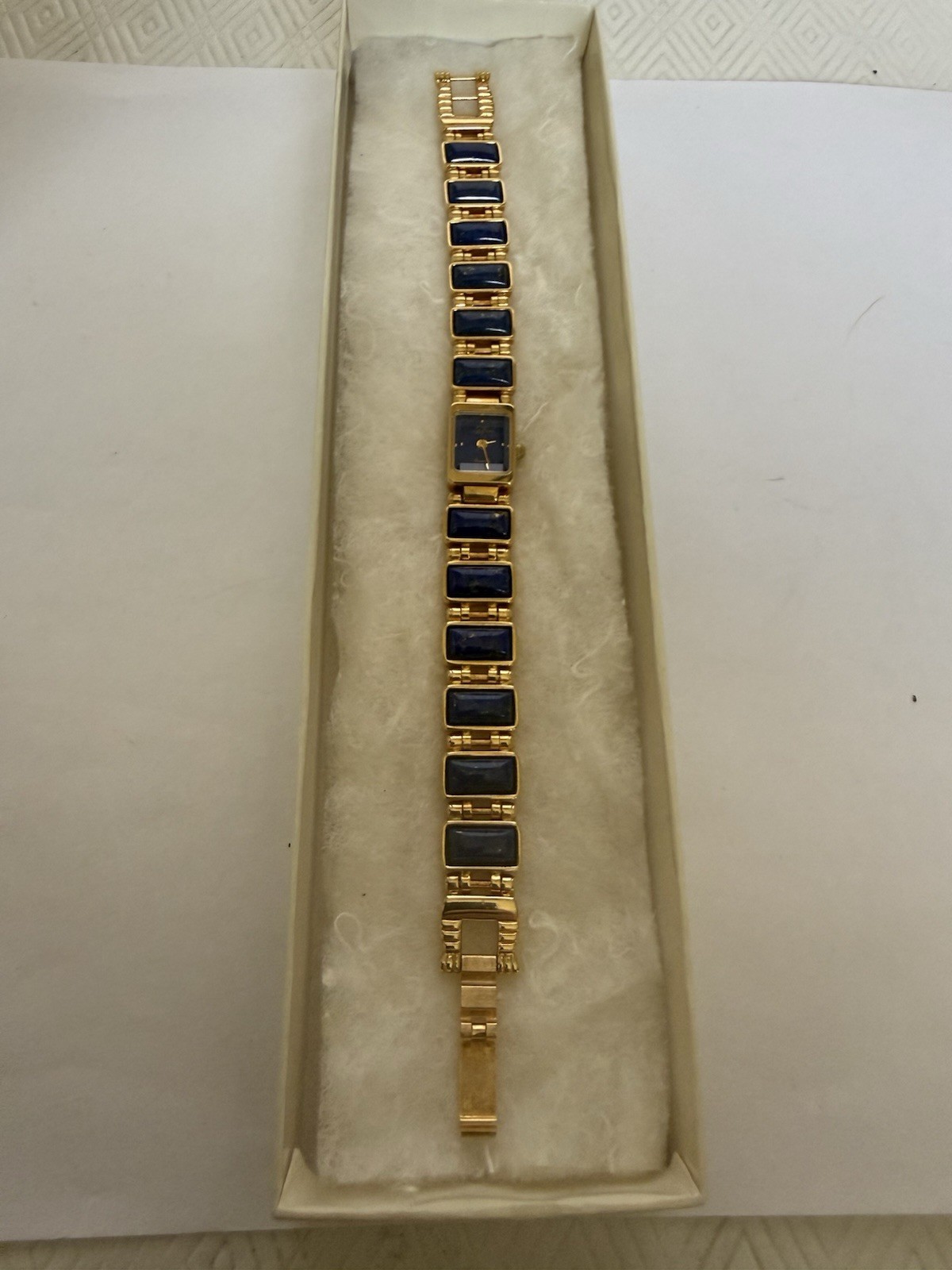 VTG 1970s Lapis Lazuli Watch/Bracelet Gold Tone Smithsonian Institution, Unused