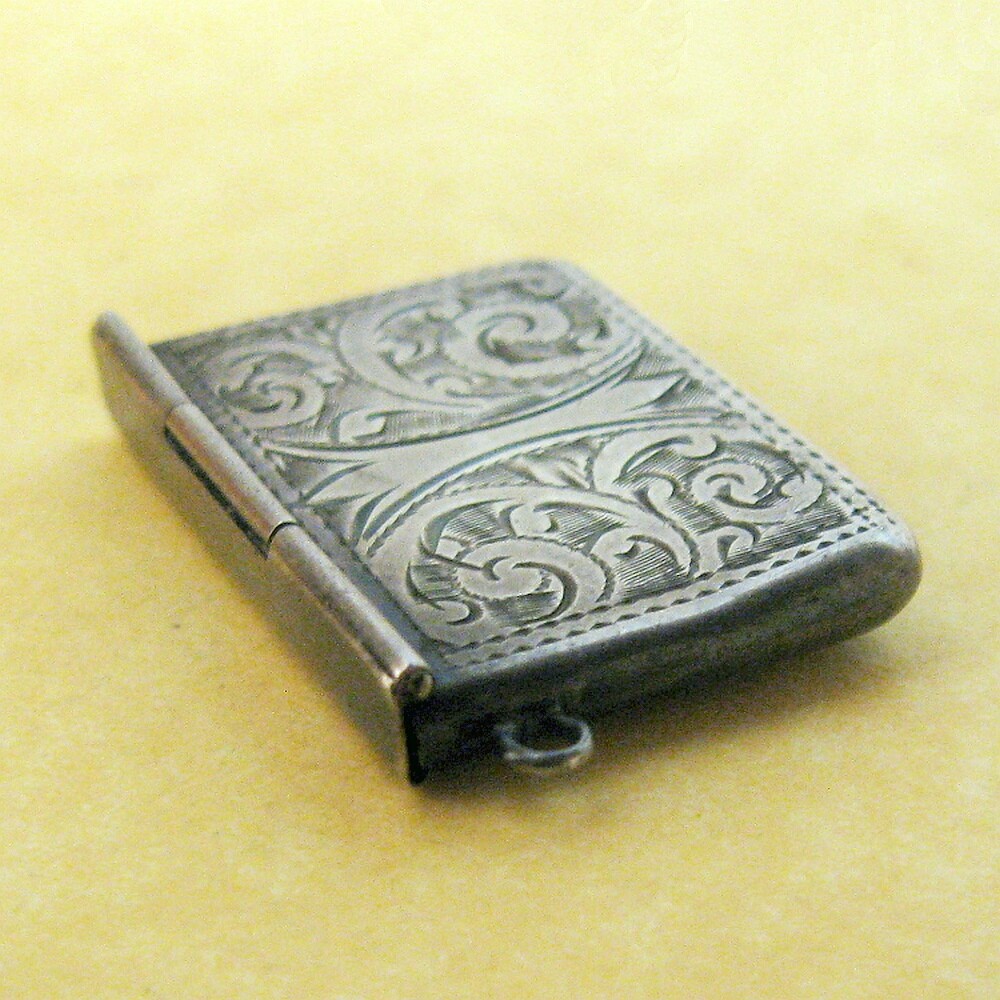 Antique Edwardian Engraved Sterling Silver Stamp Case Charm Adie & Lovekin Ltd