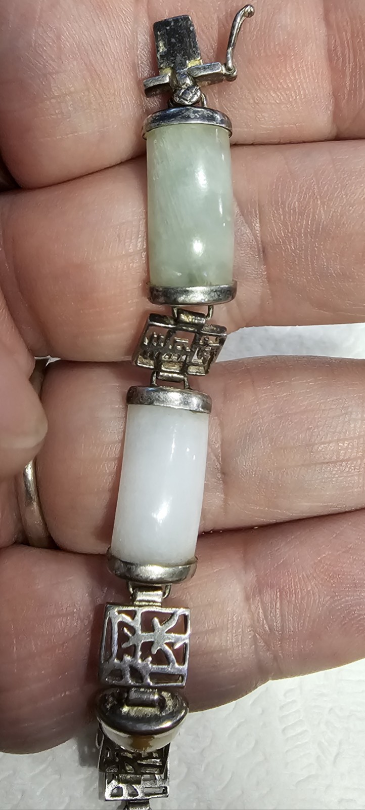 Vintage CFJ Manufacturing 925 Sterling Silver Jade, Black Onyx & Carnelian…