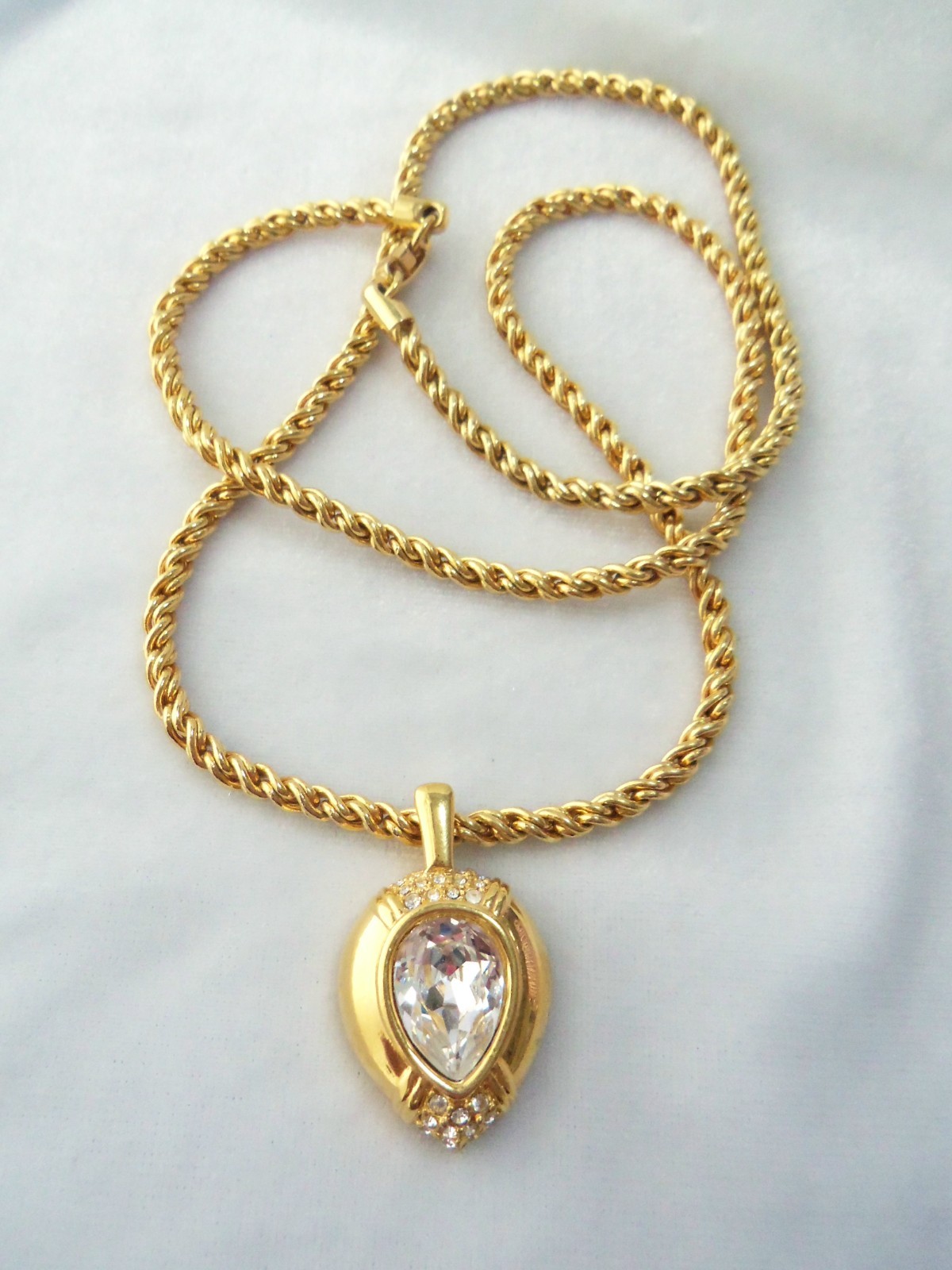 Vintage SAL Swarovski Crystal Pendant Rope Chain Necklace 24′